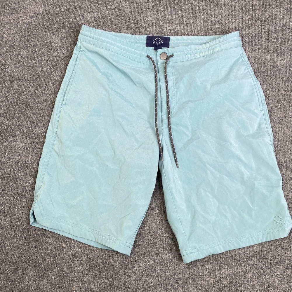 Even Tide Mens Board Shorts Light Blue Swim Trunks Size 30 Drawstring Waist